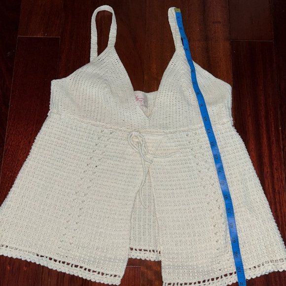 GAP Crochet Tank Small Ivory Babydoll Y2K Boho Coquette Hippie Beach Festival - Picture 4 of 8